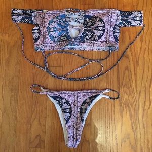 Floral Off The Shoulder Bikini Set sz m