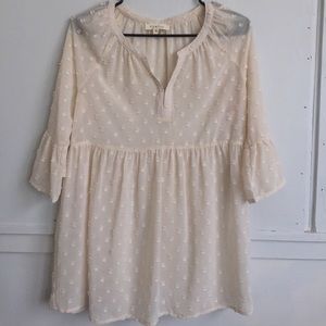 Ivory baby doll blouse with bell sleeves