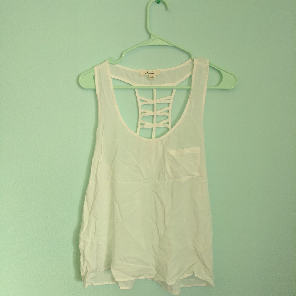 Cute white cutout back tank top