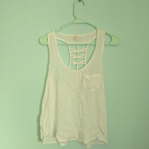 Cute white cutout back tank top