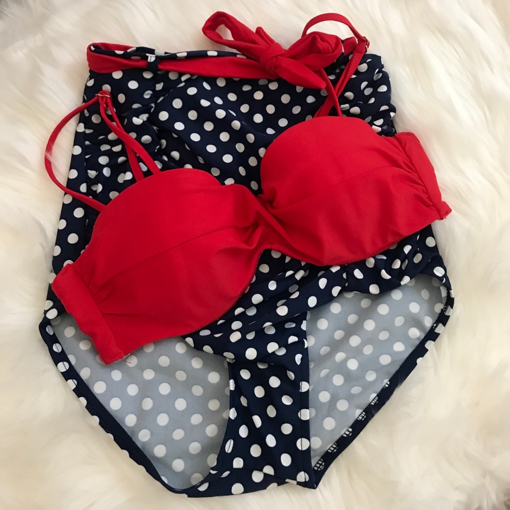 NWOT Cute High Waisted Bathing Suit (top & bottom)