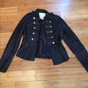 Arden B leather jacket military style buttons.