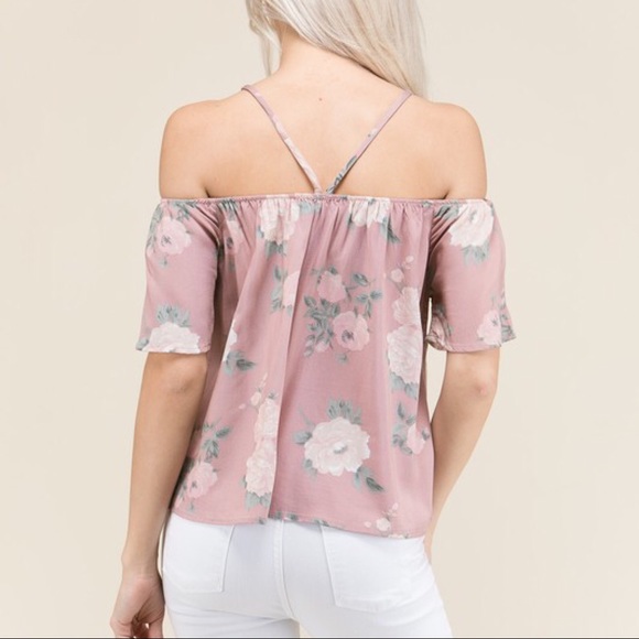 DEE Off Shoulder Floral Top - BLUSH - Picture 3 of 4