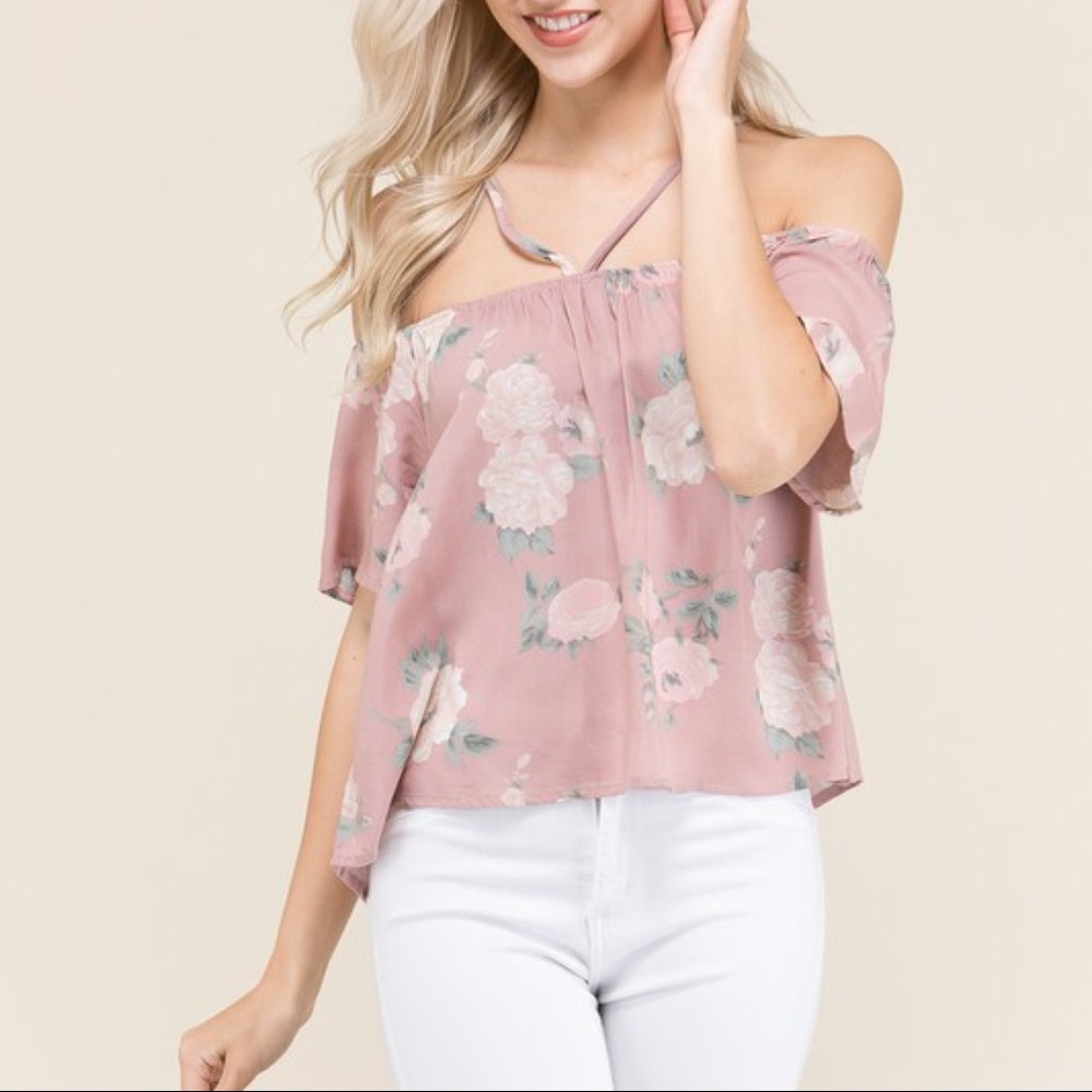 DEE Off Shoulder Floral Top - NAVY - Picture 3 of 3