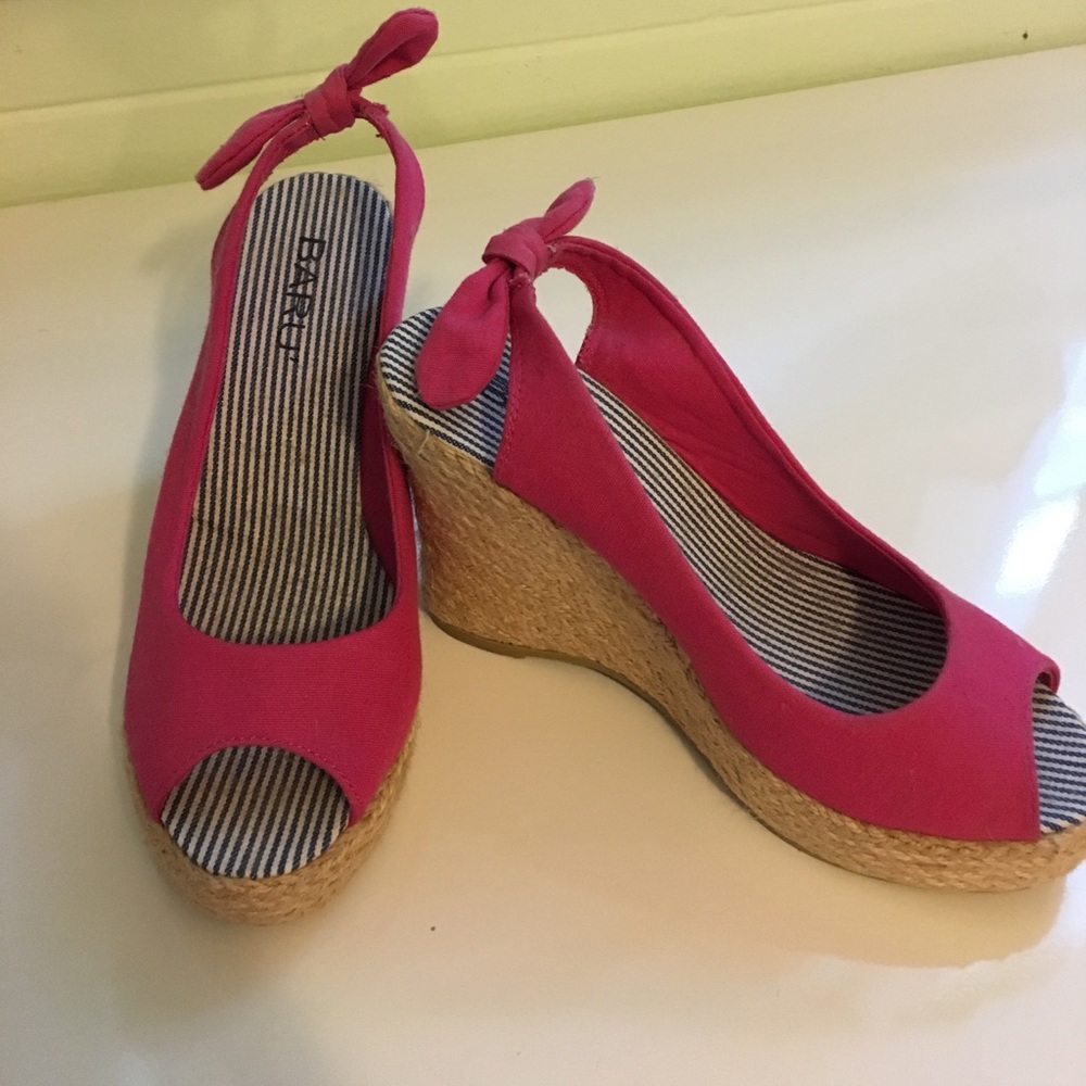 Pink Espadrille Wedges - Size 38 (US 7.5)