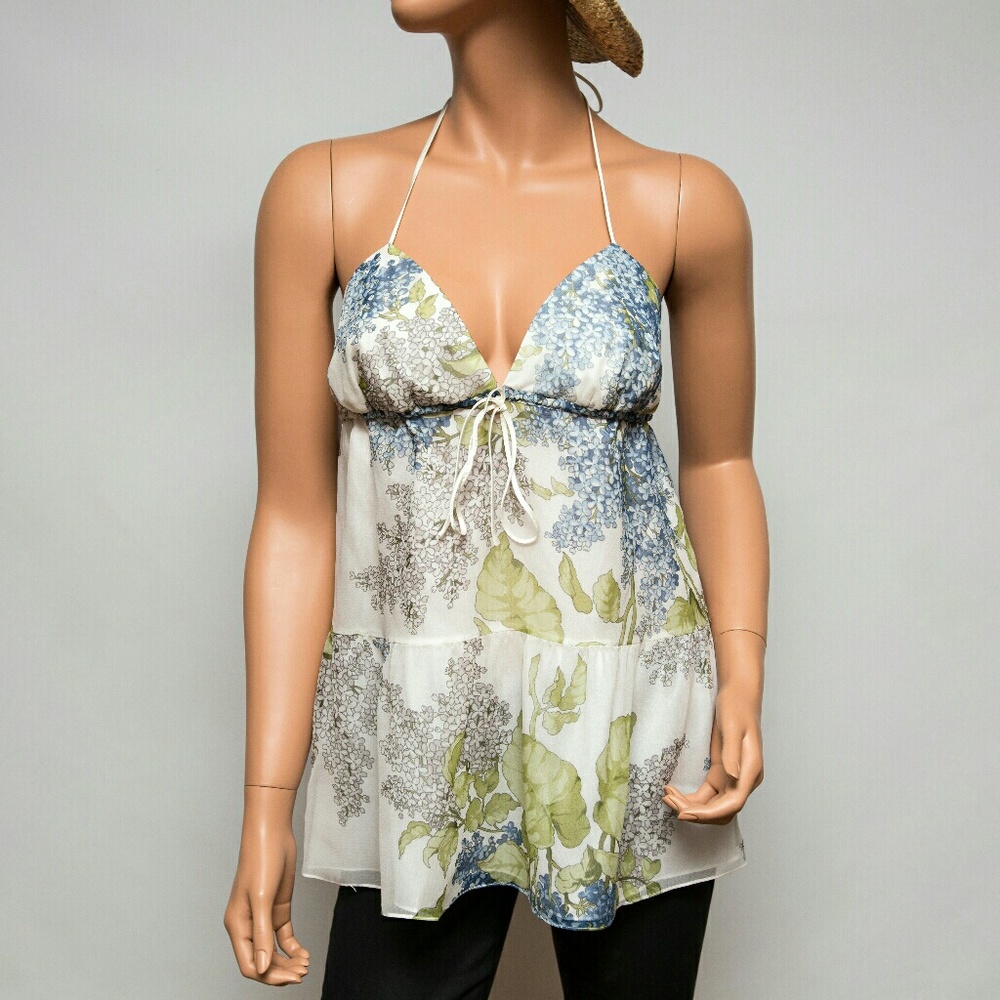 Ingwa Melero Silk Lilac Floral Print Halter