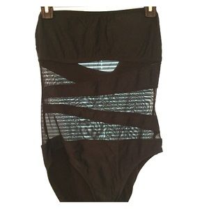 Black Sheer One Piece Bathingsuit