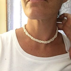 Pearl, freshwater four string necklace, gold clasp