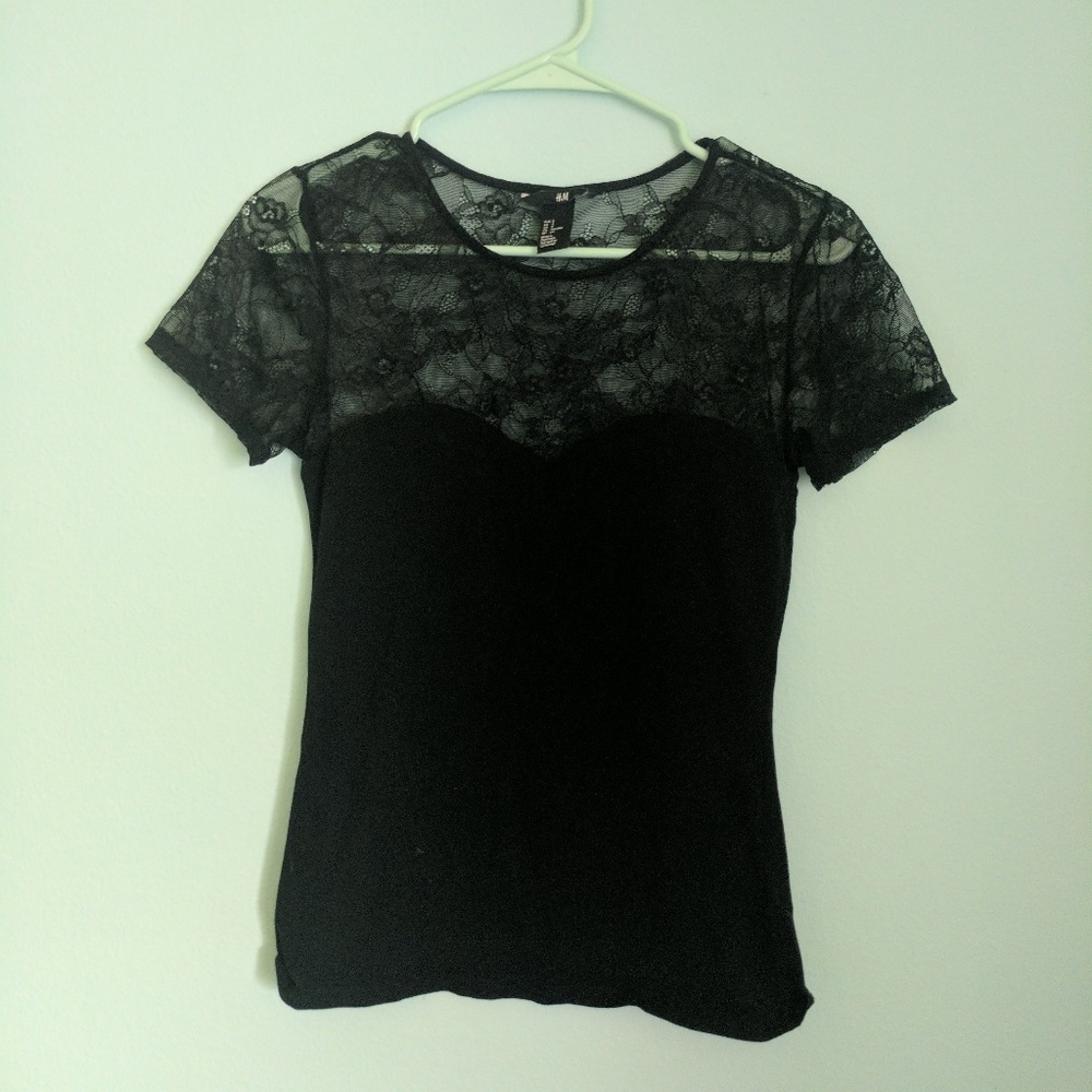 Sweetheart lace neck top