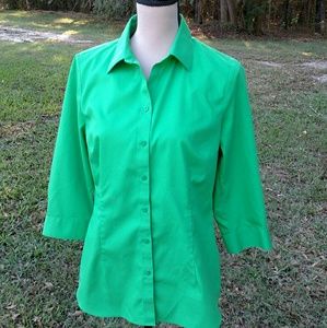 Coldwater Creek Button Up Cotton Green Sz S Shirt