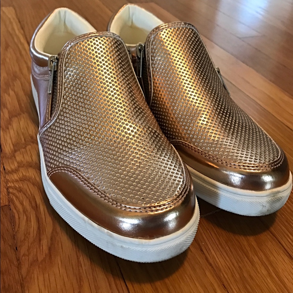 Metallic Rose Gold Slide on Sneakers