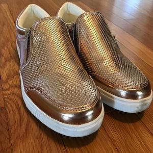 Metallic Rose Gold Slide on Sneakers
