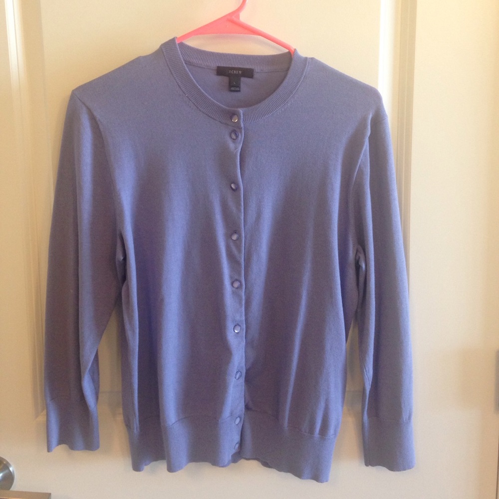 J Crew Cotton Jackie Cardigan in Purple