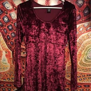 Crushed burgundy velvet dress