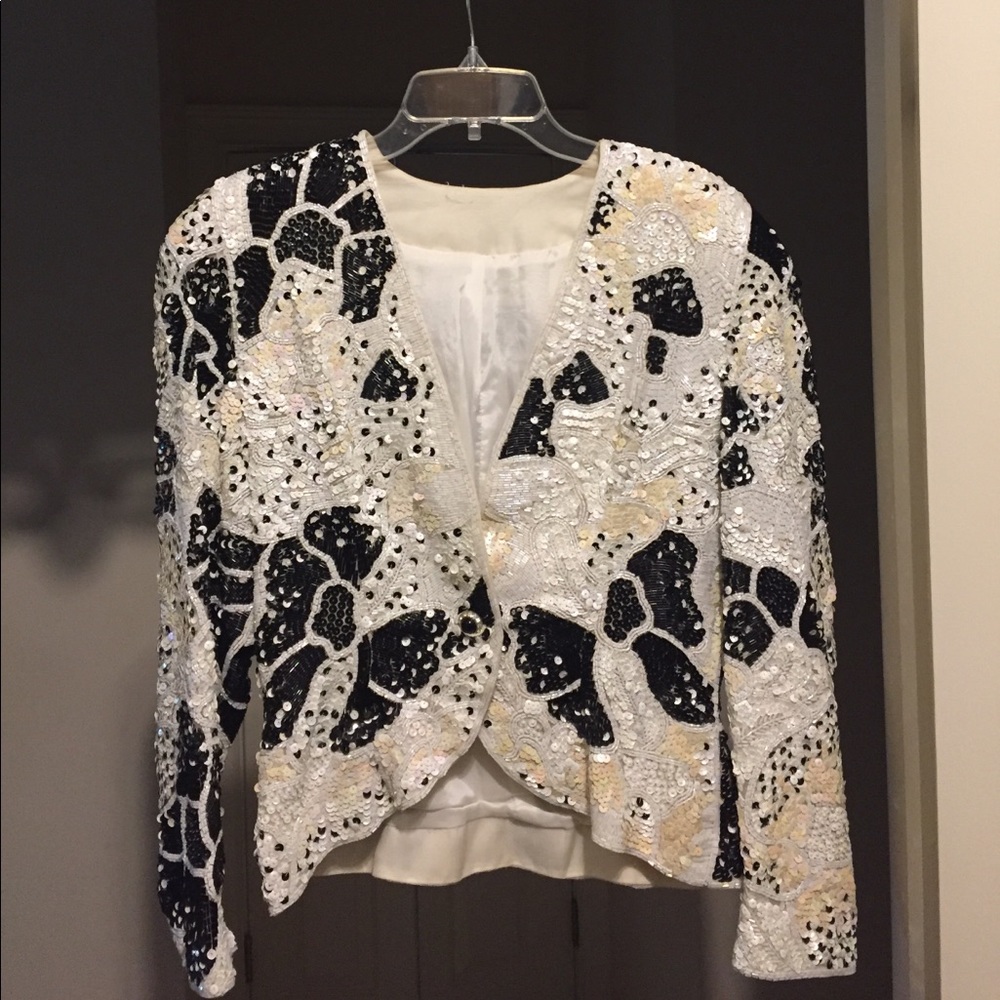 Sequin short waisted jacket. - Picture 1 of 4