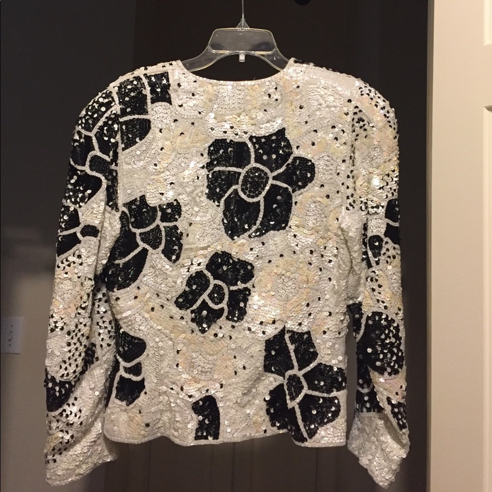 Sequin short waisted jacket. - Picture 3 of 4