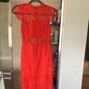 Alexis Lila Lace Midi Dress in Red