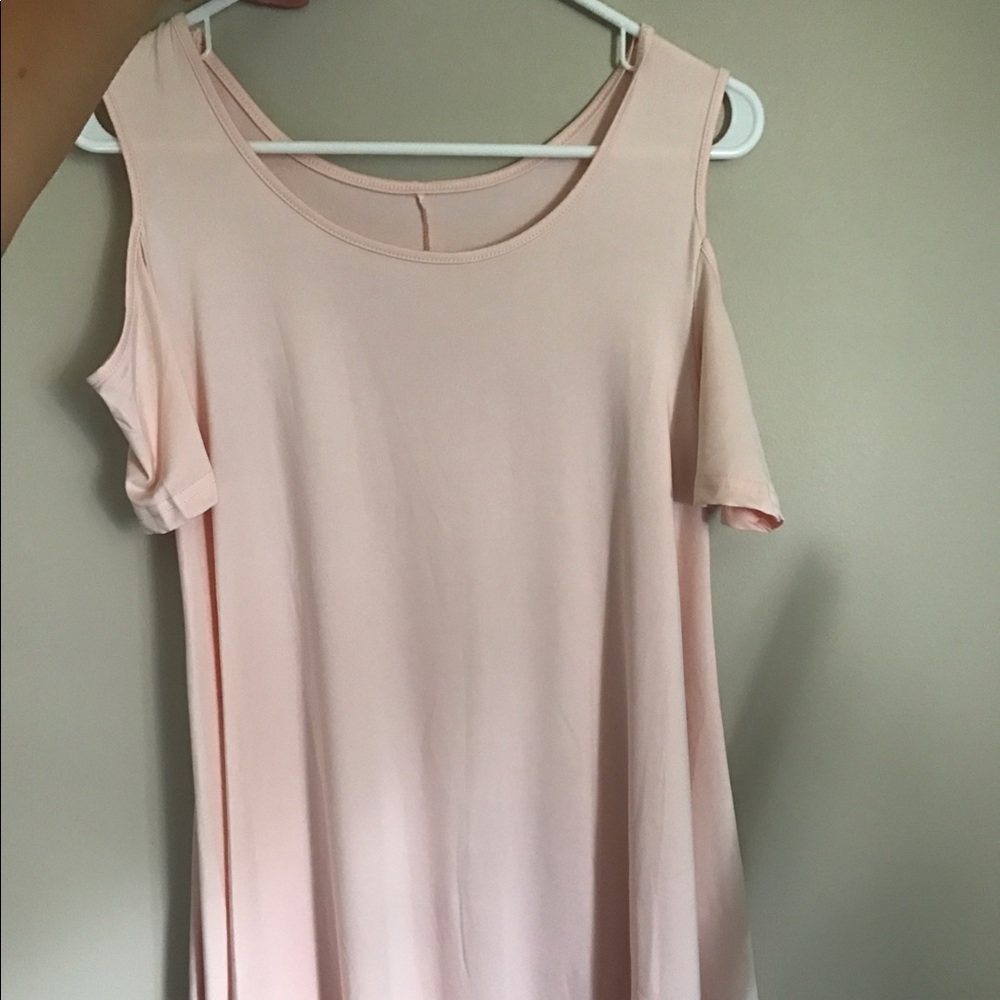 Pale pink cold shoulder dress