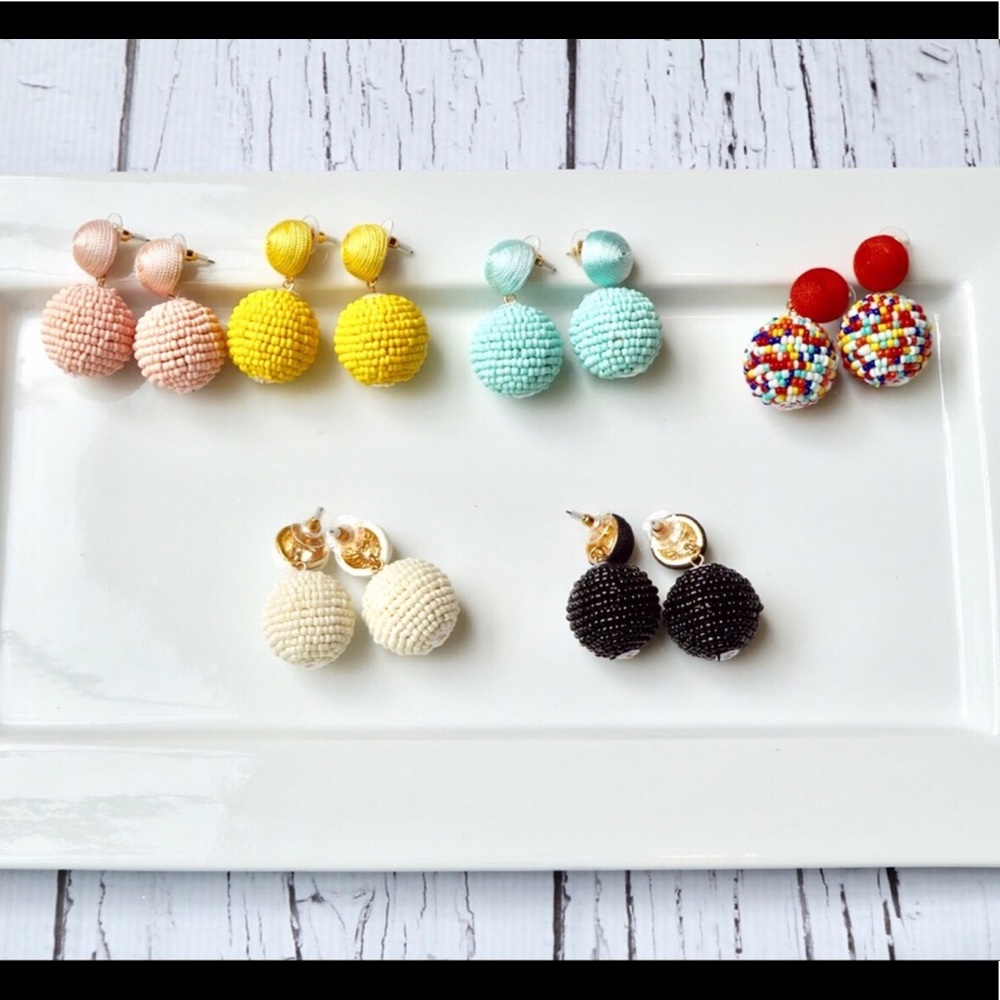 PH-1820 Color beaded ball drop earring. 6 pairs