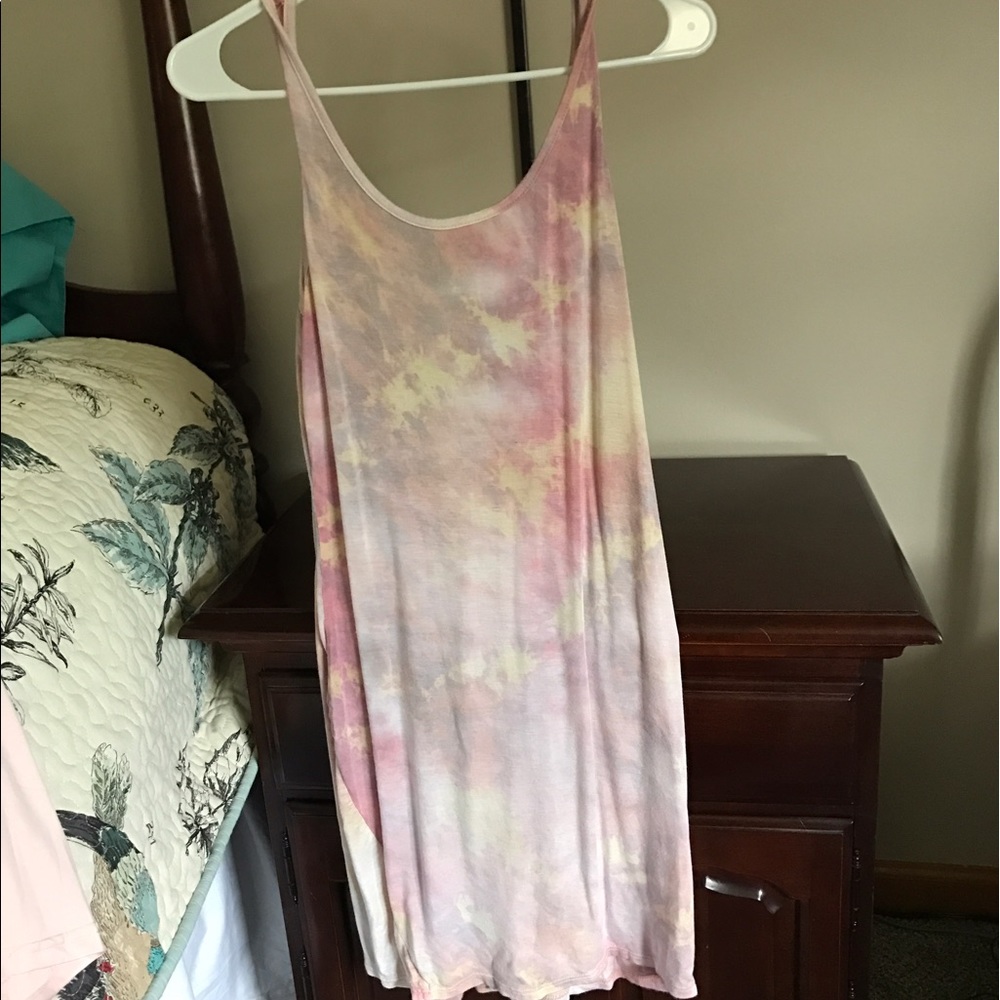 Tie dye shift dress with low back