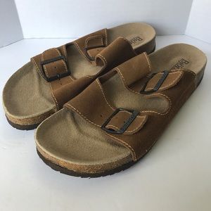 Björndal Tan 2 Strap Buckles Slip On Shoes Sz 8.5