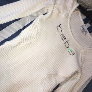 White ribbed bebe bodycon dress