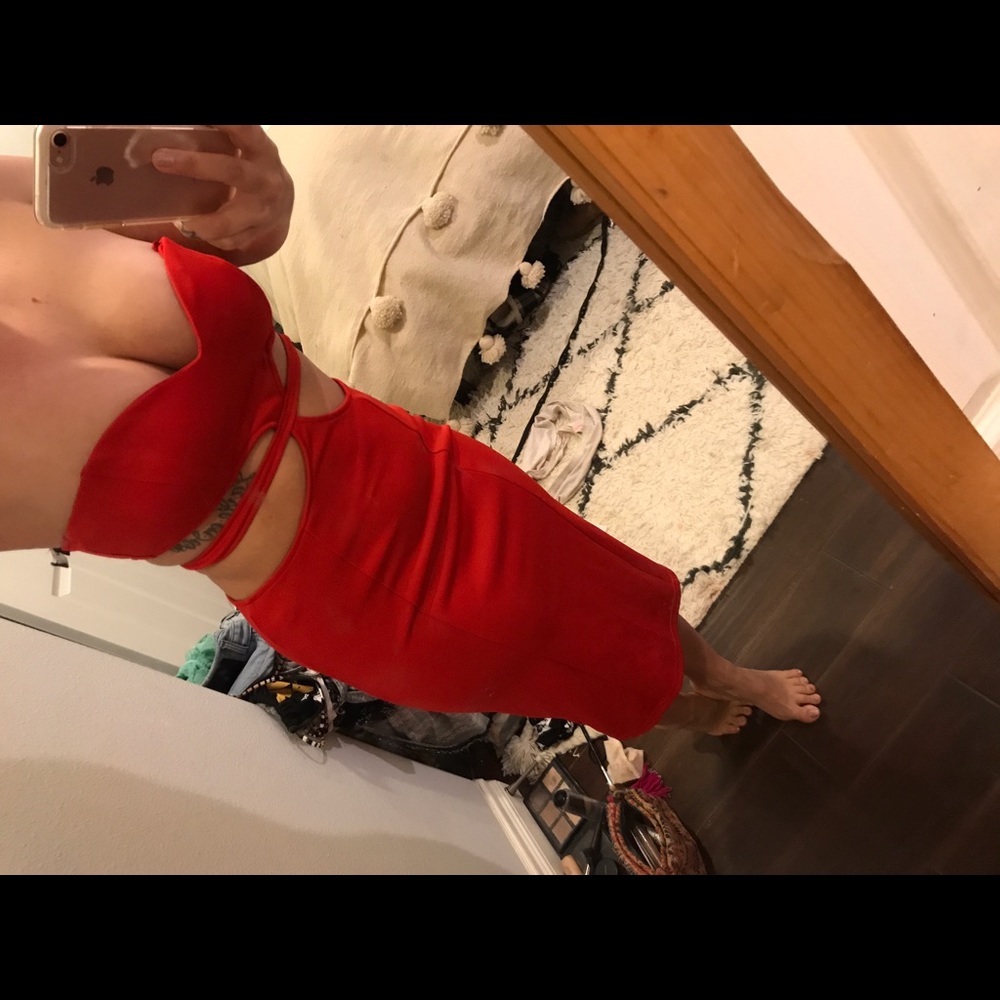 Sexy red cut out dress