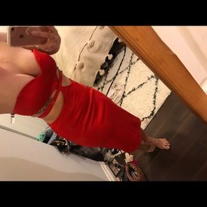 Sexy red cut out dress