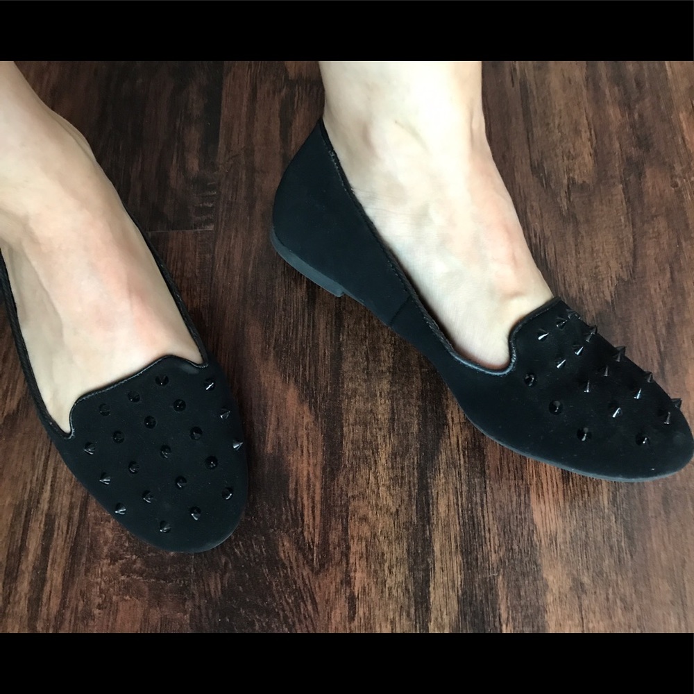 Velvet Loafers with Spikes