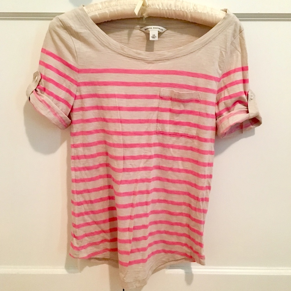 Banana Republic Pink Striped Tee