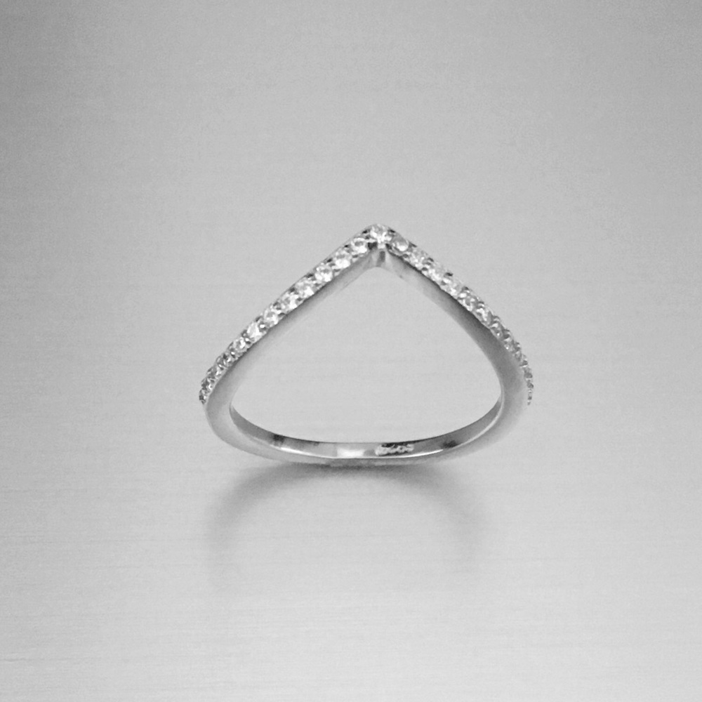 Sterling Silver V Shape Cz Ring, Stackable Jewelr… - image 7