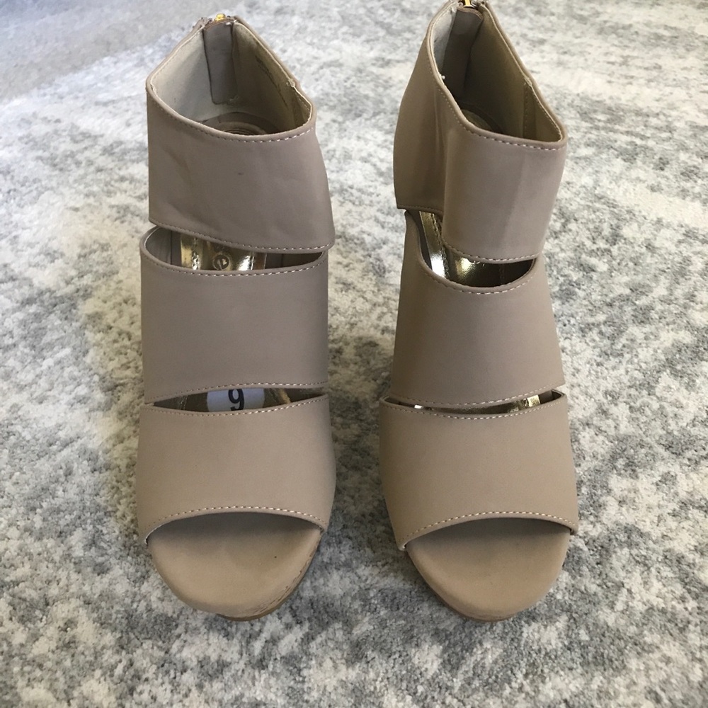 Dollhouse Tan Cork Heel Wedges