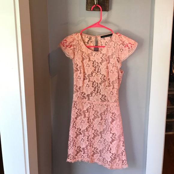 Dresses & Skirts - Open back lace pink dress Sz M