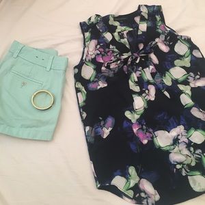 Banana republic dark blue floral tank NWOT