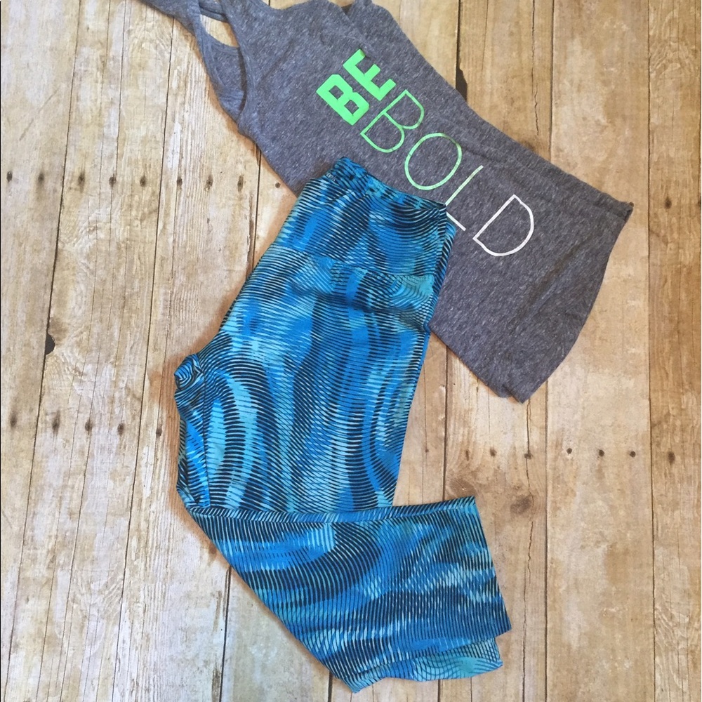 bold blue yoga capris