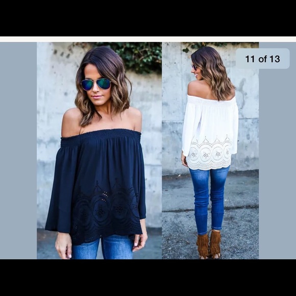 New Navy blue off the shoulder top - Picture 4 of 6