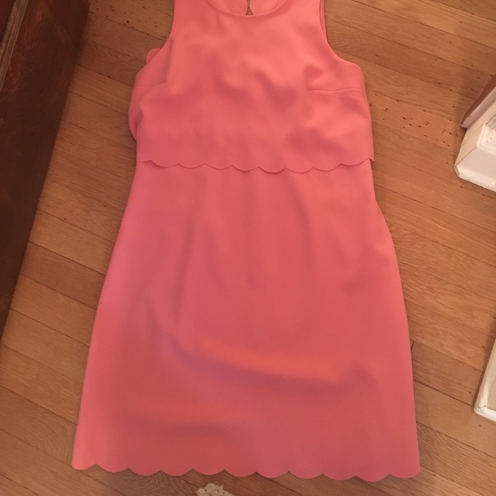 Loft scalloped salmon dress