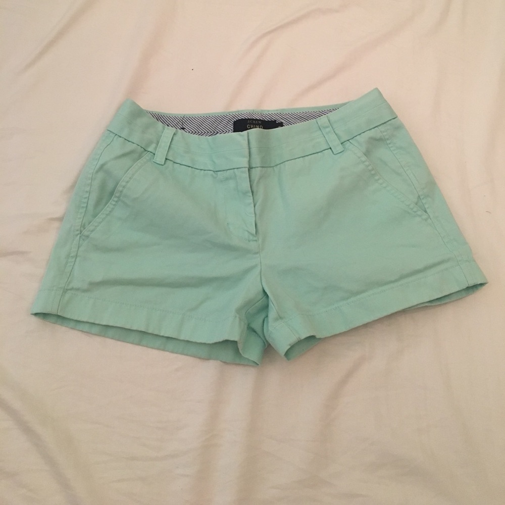 Mint green 3" jcrew chino shorts