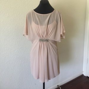 Bejeweled sheer nude dress & second nude slip