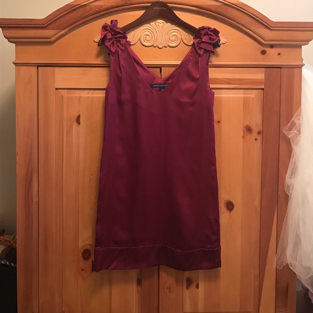 French Connection Burgandy Silk Dress