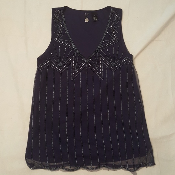 BKE tank with embellishments, sz XS - Picture 1 of 5