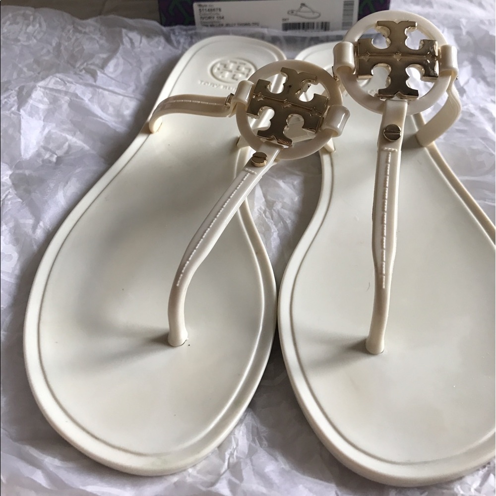 Tory Burch mini Miller Jelly Thong Ivory size 7