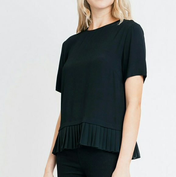 💐 Darla Pleated Detail Black Top L - Picture 1 of 4