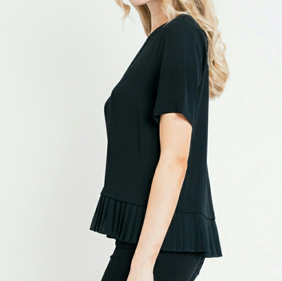💐 Darla Pleated Detail Black Top L - Picture 3 of 4