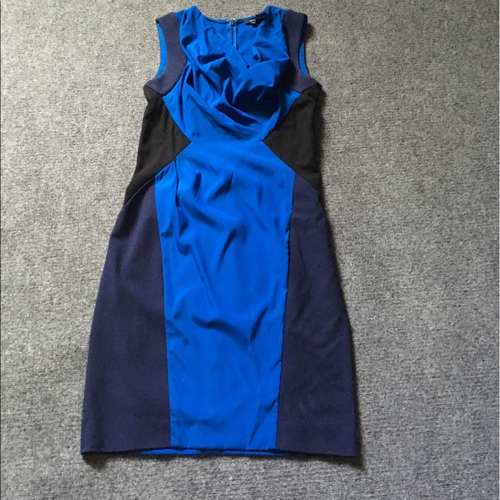 Etcerta party dress w/ cowl neck in blue & black