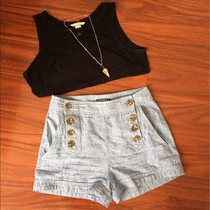 High-waisted Button-up Shorts