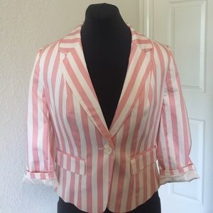 Pink and white pin stripped fitted blazer