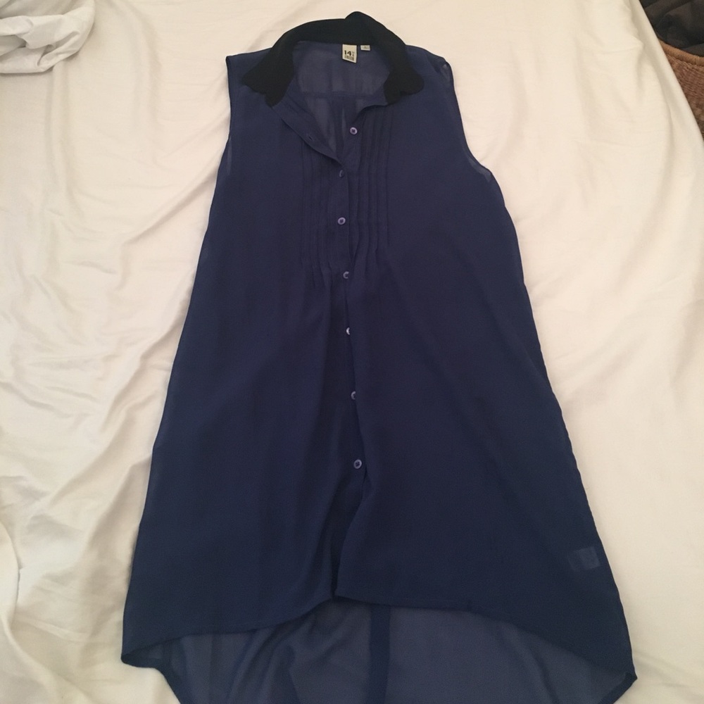 Dark blue sheer layering tank
