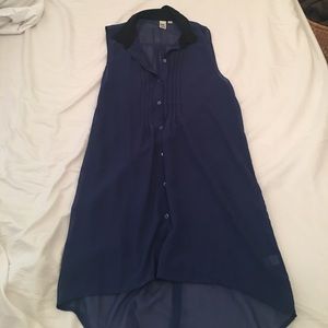 Dark blue sheer layering tank