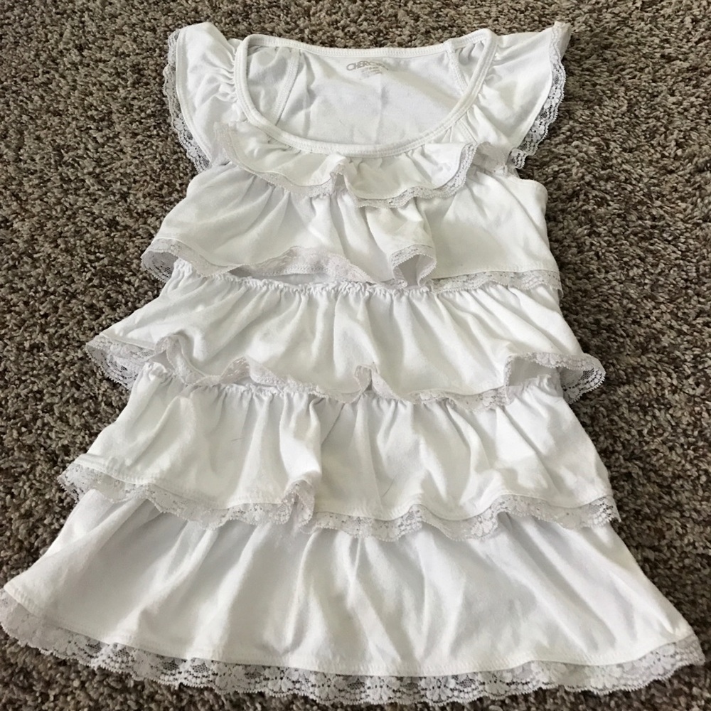 girls white ruffle top